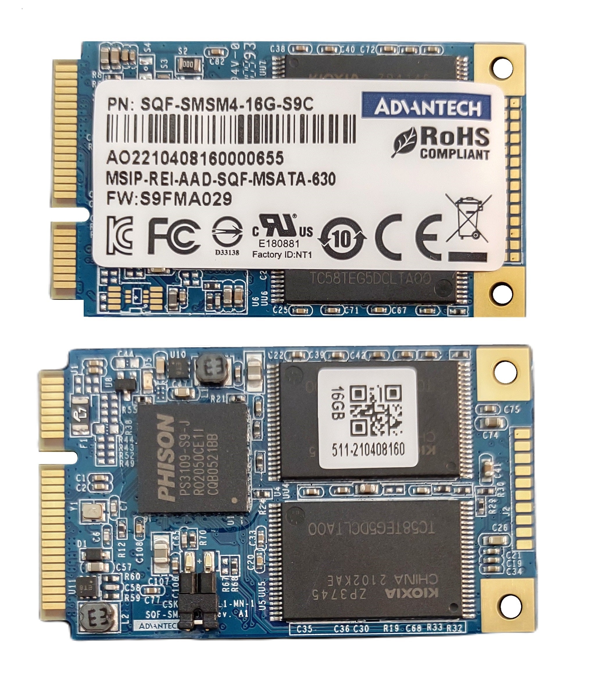 Lot of 9 Advantech SQF-SMSM4-16G-S9C, mSATA SSD 16G