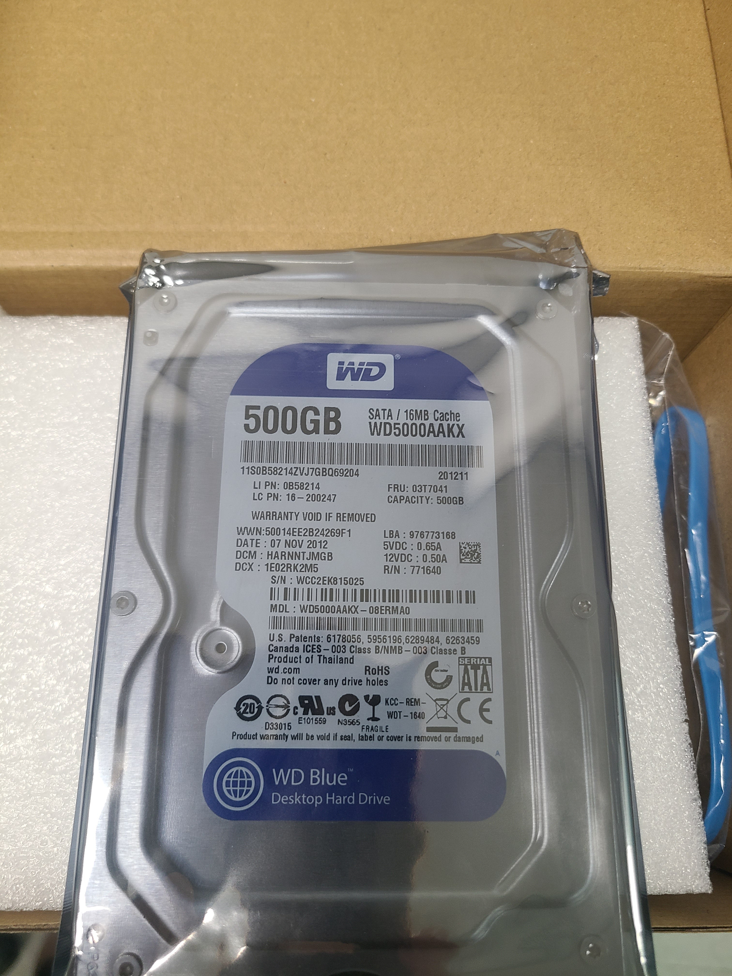 New Western Digital WD5000AAKX WD Blue MBY 500GB 3.5in SATAIII 16MB Cache 7200RPM